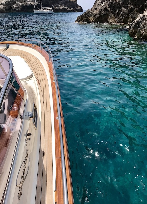 Crystal clear water of Amalfi Coast and Capri