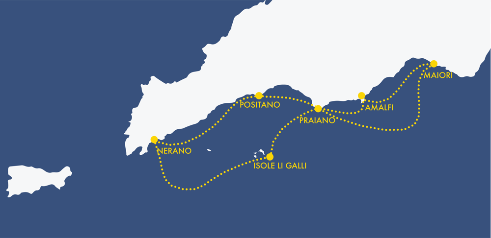 Amalfi Coast full day tour map