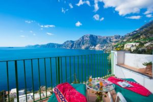 Casa Regina terrace view on Amalfi Coast sea